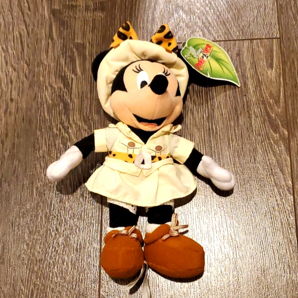 Plush Disney On Ice MINNIE MOUSE Safari Beanie BeanBag Toy Stuffed Animal 8"